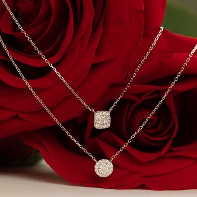 สร้อยคอพร้อมจี้เพชร Cubic Zirconia ทรงสี่เหลี่ยม ชุบทอง 18K เงินแท้ 925