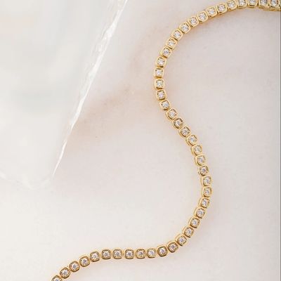 สร้อยข้อมือเทนนิสเซอร์โคเนีย 3 มม. เงิน 925 ชุบทอง 14K เครื่องประดับ Unisex