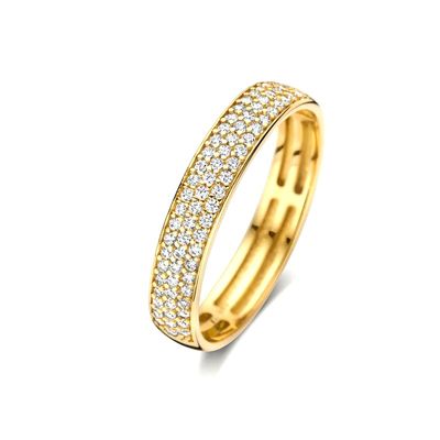 แหวนเงินสเตอร์ลิง 925 ชุบทอง 18K ประดับ CZ แบบครึ่งวง สำหรับผู้หญิง
