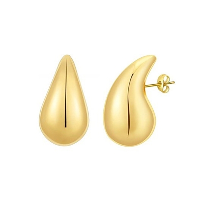 โลโก้ที่กําหนดเอง 18K ทองคํา Plated Teardrop Hollow Stud หูข้อมือสําหรับเด็กผู้หญิง งานประดับ